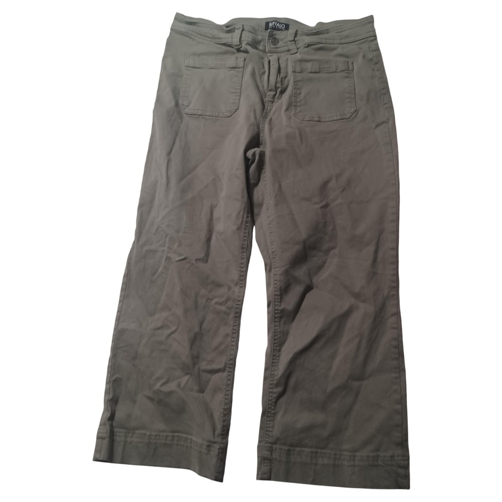 Buffalo David Bitton Jeans Womens 14 Green Cropped High Rise Medium Wash Stretch
